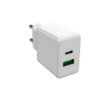 CE FCC ROHS Approved PD QC Dual Port 18W Wall Charger For Apple Huawei