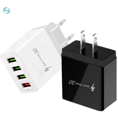 Fast delivery qual port quick charging adapter wall charger QC3.0 3.1A 4Port UK, US, EU plug for phone for tablet mp3 laptop